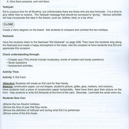 I Love Islam Teacher/Parent Guide: Level 1 (International/Weekend Edition)