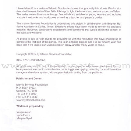 I Love Islam Workbook: Level 1 (International/Weekend Edition)