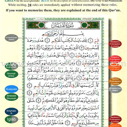 Tajweed Qur'an (Juz' Amma, With Meaning Translation in English and Transliteration) مصحف التجويد