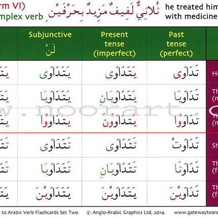 Gateway to Arabic Verb Conjugation Flashcards - Set Two: Verb Forms Two to Six (56 Double-Sided Cards)