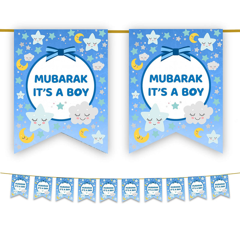 Mubarak It's a Boy Bunting - Blue