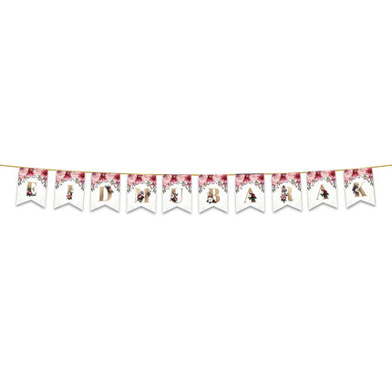 Eid Mubarak Bunting - Pink Floral Letter Flags Decoration