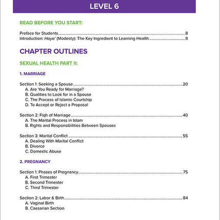Health and Wellness - from an Islamic Perspective, Level 6