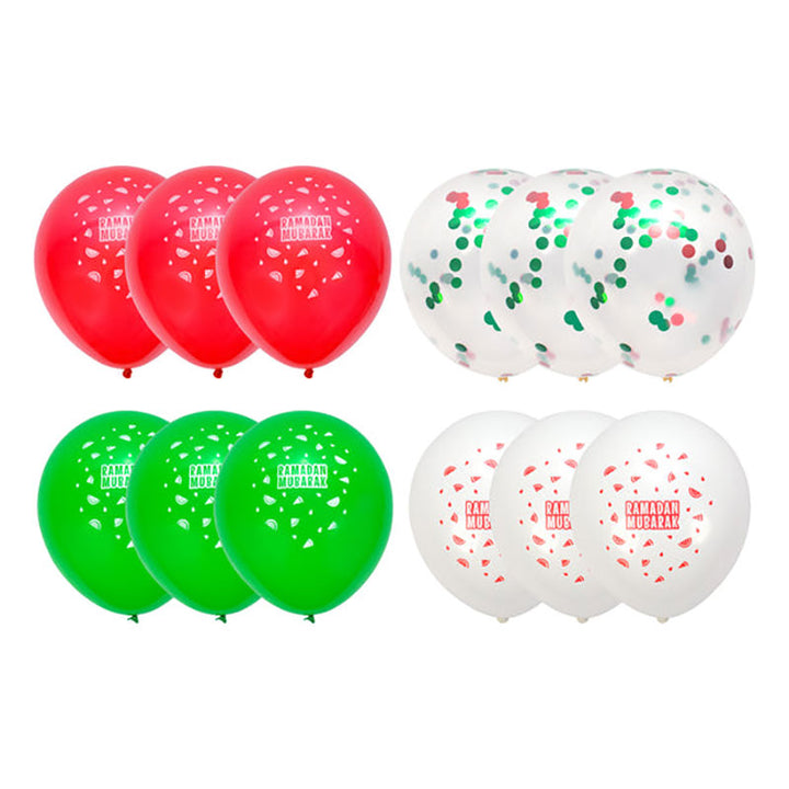 Ramadan Mubarak Balloons: Watermelon Decoration Latex Balloons