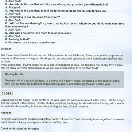 I Love Islam Teacher/Parent Guide: Level 1 (International/Weekend Edition)