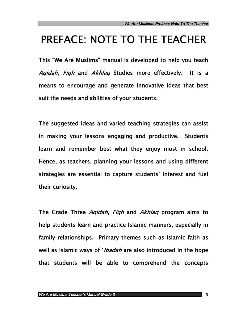 We Are Muslim Teacher's Manual: Grade 3 (Spiral Binding)