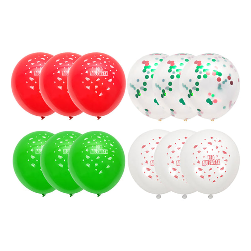 Eid Mubarak Balloons - Watermelon Decoration Latex Balloons