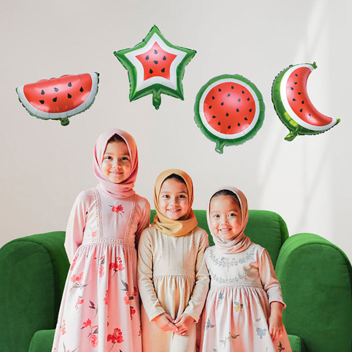 Watermelon Crescent Star Ramadan & Eid Foil Balloon (Pack of 4)