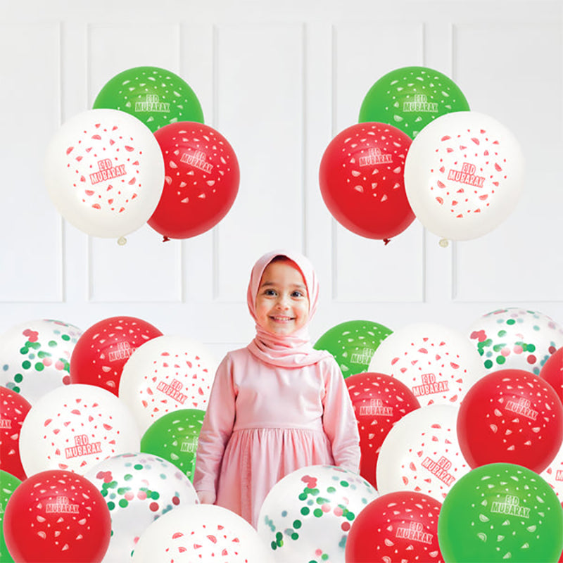 Eid Mubarak Balloons - Watermelon Decoration Latex Balloons