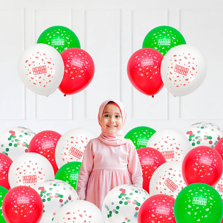 Ramadan Mubarak Balloons: Watermelon Decoration Latex Balloons