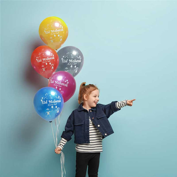 Eid Mubarak Latex Balloon (Assorted Metallic Colors, Pack of 40)