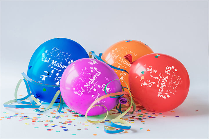 Eid Mubarak Latex Balloons (Assorted Metallic Colors, Pack of 20)