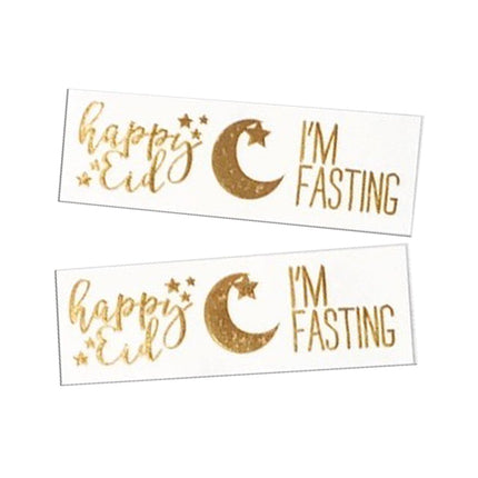 Gold Flash Tattoos ("Happy Eid", Crescent & Star, and "I'm fasting”)