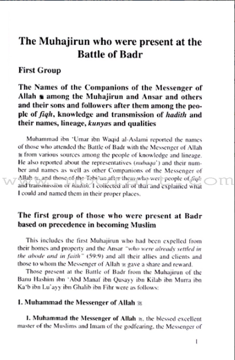 Kitab at-Tabaqat al-Kabir Volume III: The Companions of Badr