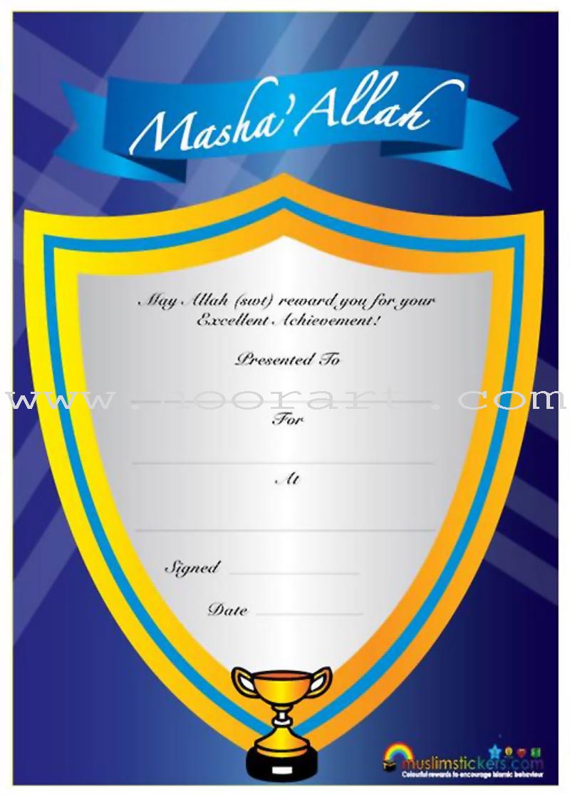 Shield Award Certificate (Blue) - 10 Certificates per Pack