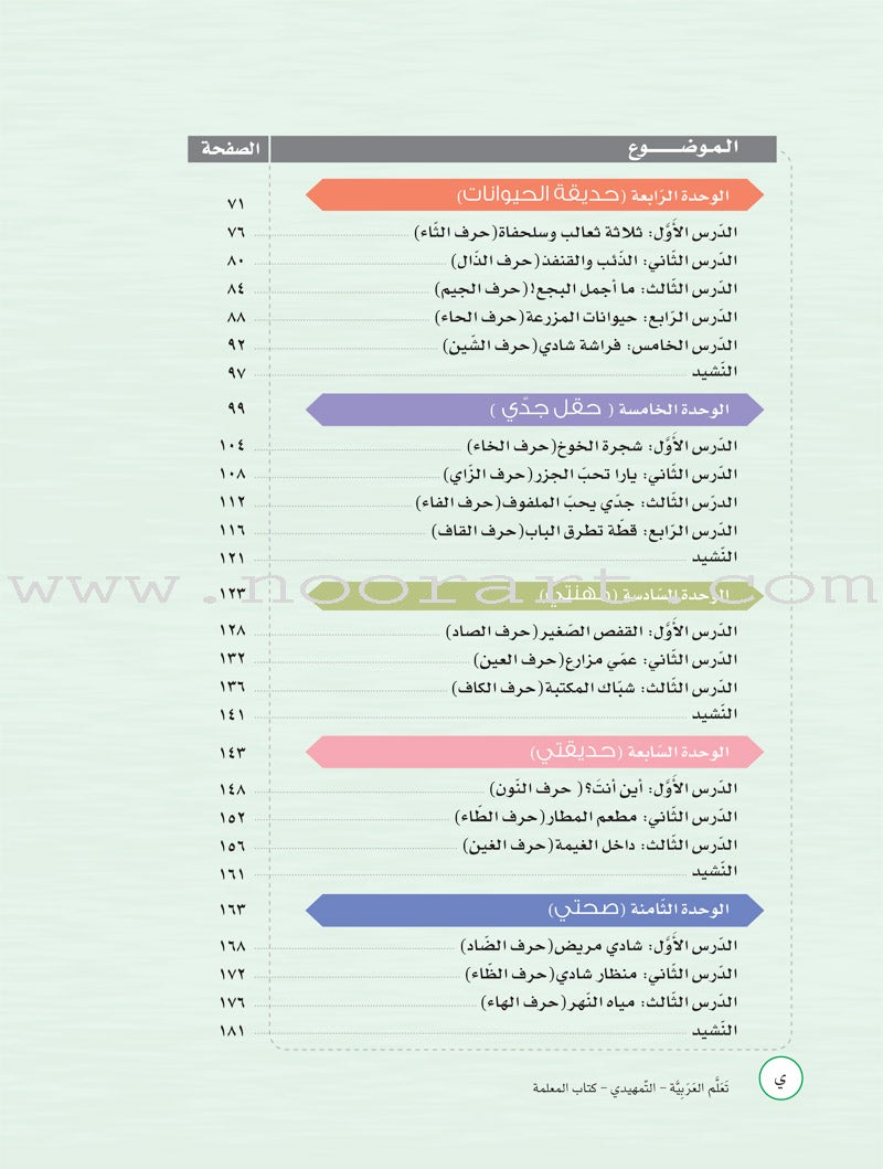 ICO Learn Arabic Teacher Guide: KG2 (5-6 Years) تعلم العربية