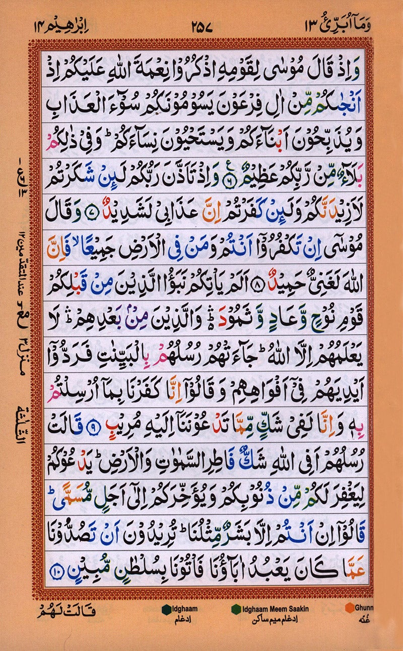 Holy Qur'an with Color Coded Tajweed Rules (Hafzi, Medium, Indian Pakistani Persian Script Style)