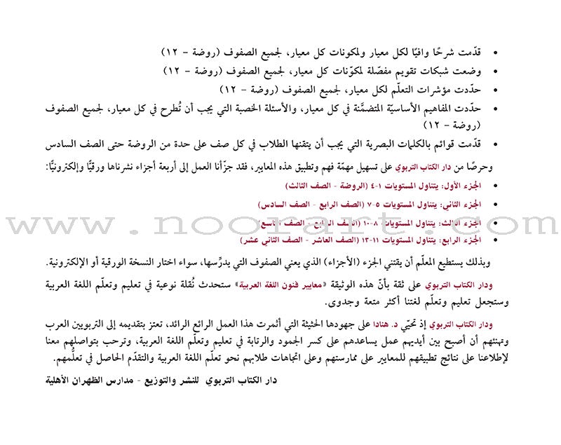 Arabic Language Arts Standards: Level 5- 7 معايير فنون اللغة العربية المستوى الخامس – المستوى السابع