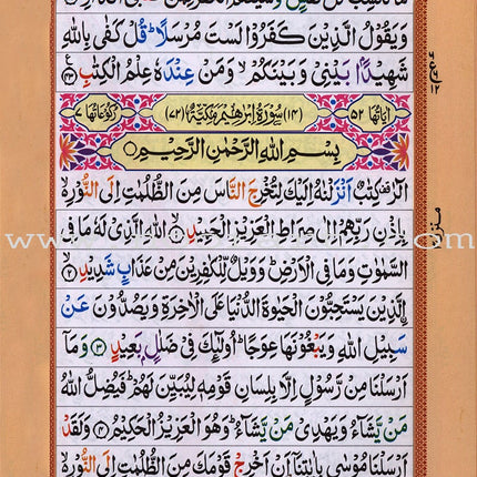 Holy Qur'an with Color Coded Tajweed Rules (Hafzi, Medium Size,15 Lines)