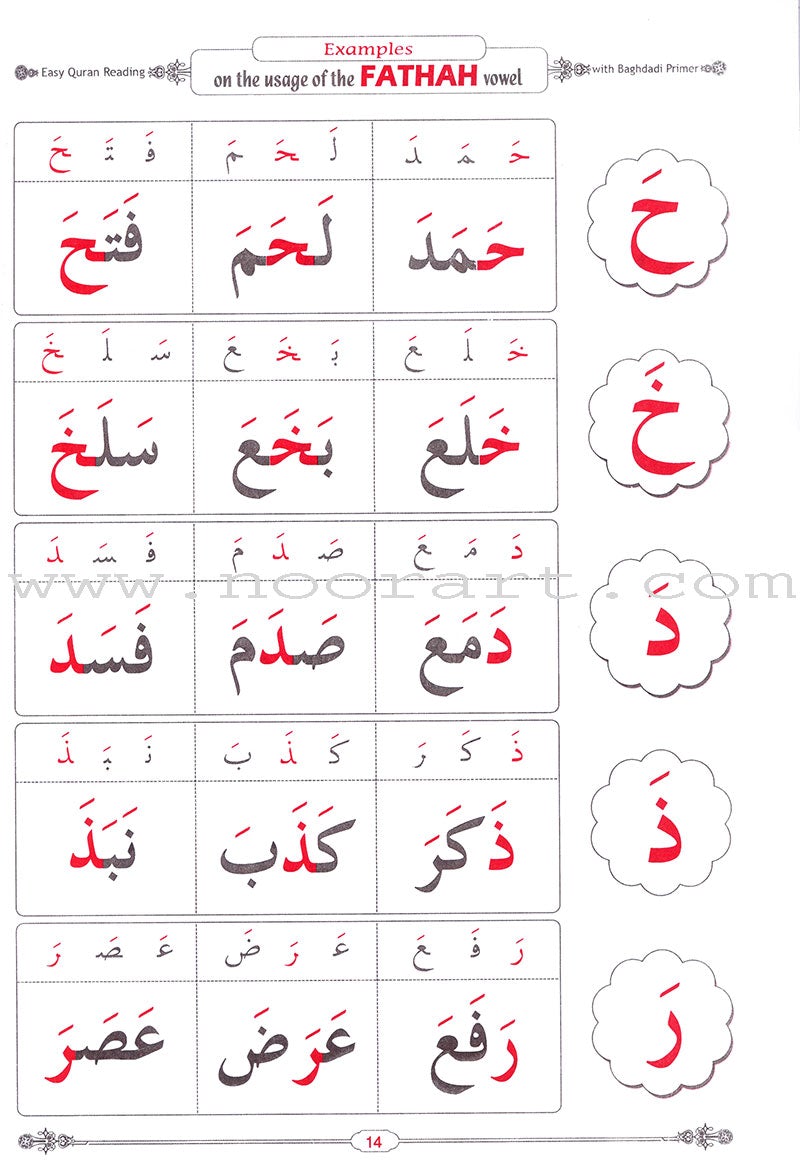 Easy Quran Reading with Baghdadi Primer for teaching the Arabic Alphabet, Diacritics and Reading to beginners with English guidelines