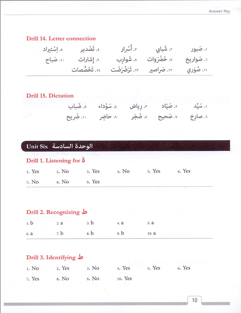Answer Key for Alif Baa Introduction to Arabic Letters and Sounds (Third Edition)