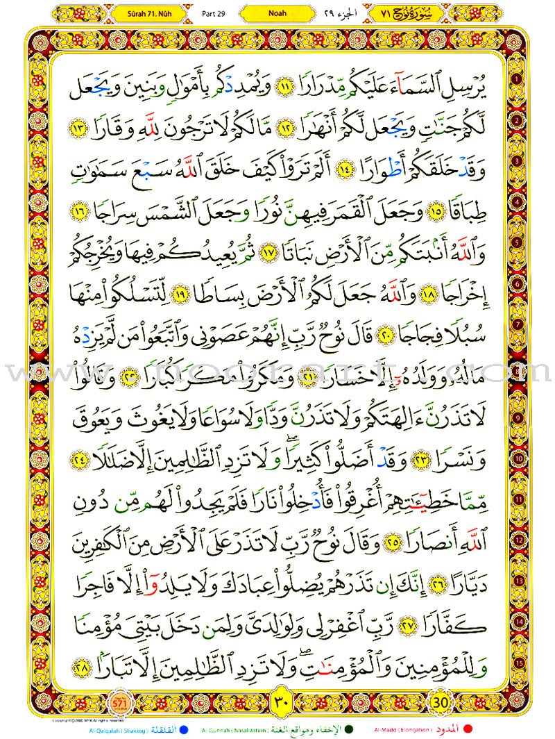 The Last Three Parts of the Glorious Qur'an (Color-Coded Tajweed Rules) تطبيقات القواعد النورانية (العشر الاخير)