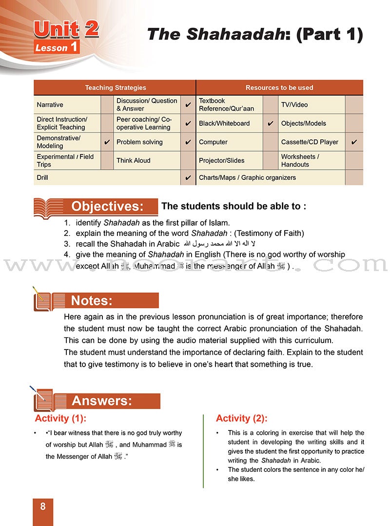 ICO Islamic Studies Teacher's Manual: Grade 1 (Light Version)