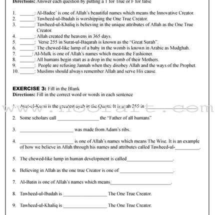 Learning Islam Worksheets: Level 1 (6th Grade)