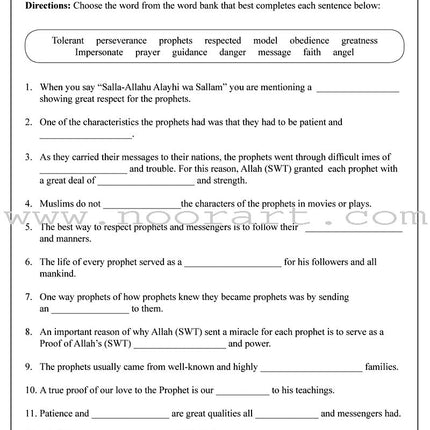 Learning Islam Worksheets: Level 2 (7th Grade)